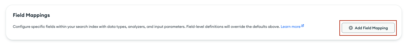 The field mappings option in mongodb atlas ui