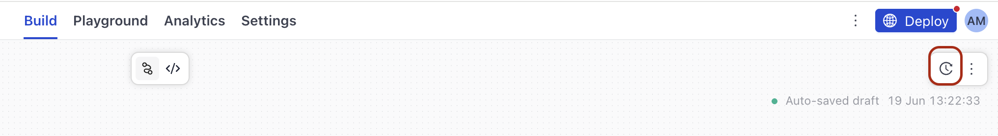 The Versions button in Builder